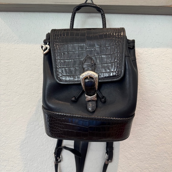 Brighton Vintage Monica Two Toned Leather Backpack A364587 Bag Croc Embossed main image 4